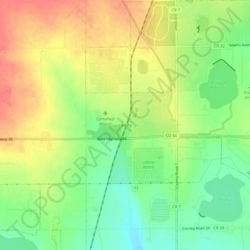 Carte topographique Liberty, altitude, relief