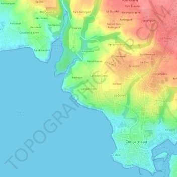 Carte topographique Landan Creis, altitude, relief