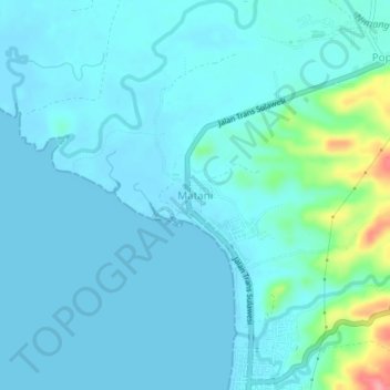 Carte topographique Matani, altitude, relief