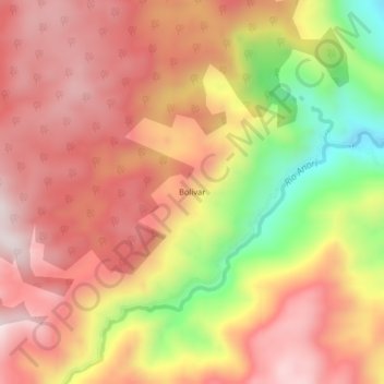 Carte topographique Bolívar, altitude, relief