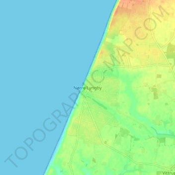 Carte topographique Nørre Lyngby, altitude, relief