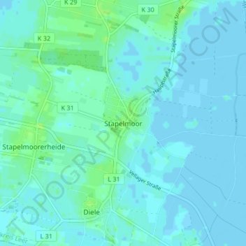Carte topographique Stapelmoor, altitude, relief