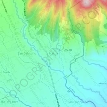 Carte topographique Malitlit, altitude, relief
