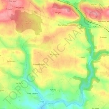 Carte topographique Keramboyec, altitude, relief