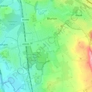 Carte topographique Newstead, altitude, relief