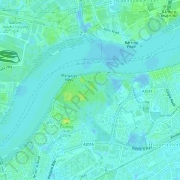 Carte topographique Plumstead Marshes, altitude, relief