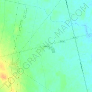 Carte topographique Broadway, altitude, relief