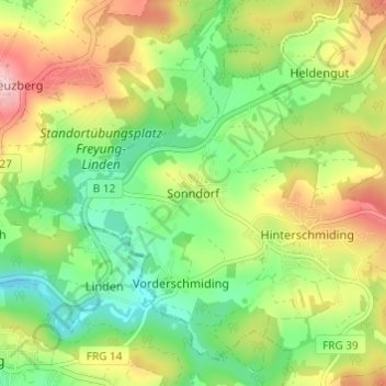 Carte topographique Sonndorf, altitude, relief