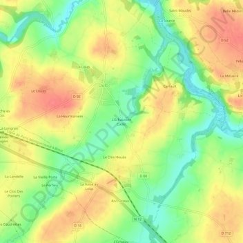 Carte topographique L'Echaussée Cadet, altitude, relief