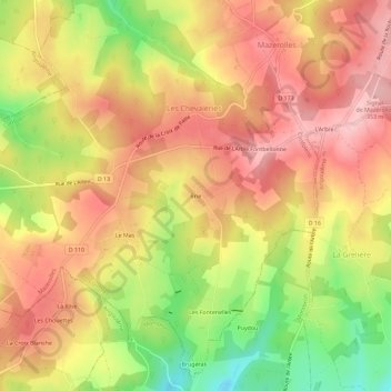 Carte topographique Brie, altitude, relief