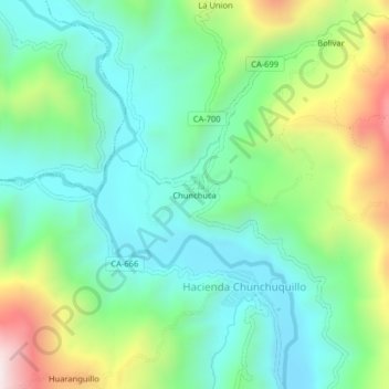 Carte topographique Chunchuca, altitude, relief