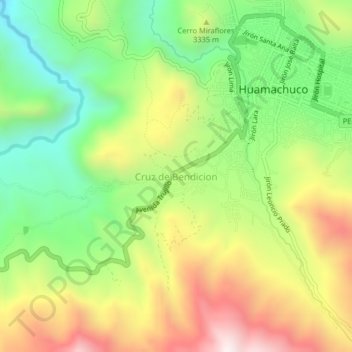 Carte topographique Cruz de Bendicion, altitude, relief