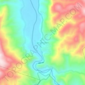 Carte topographique Ixcateopan, altitude, relief