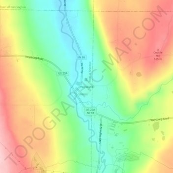 Carte topographique Varysburg, altitude, relief