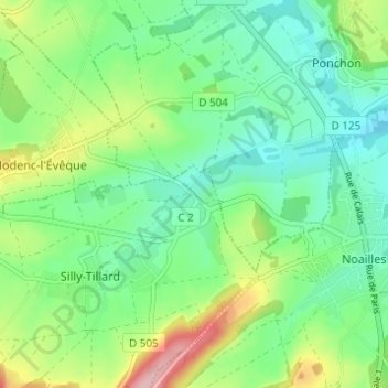 Carte topographique Tillard, altitude, relief