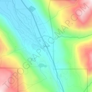 Carte topographique Portland, altitude, relief