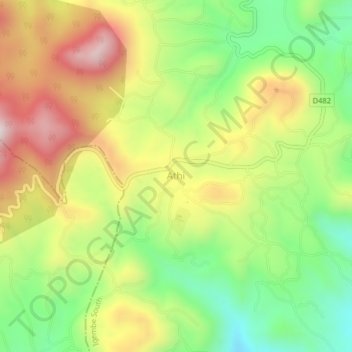 Carte topographique Athi, altitude, relief