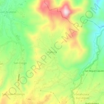 Carte topographique Atoluca, altitude, relief