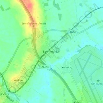 Carte topographique Leeming Bar, altitude, relief