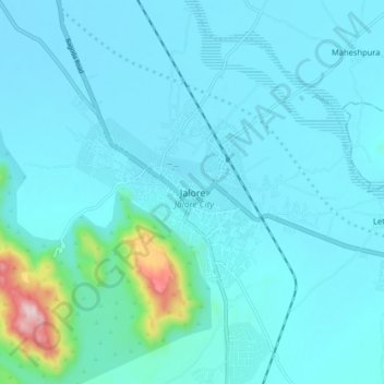 Carte topographique Jalore, altitude, relief