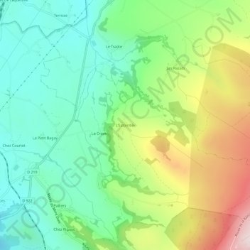 Carte topographique L'Estomble, altitude, relief