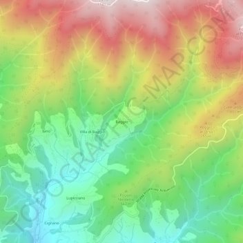 Carte topographique Baggio, altitude, relief