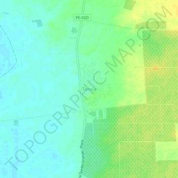 Carte topographique Terela, altitude, relief