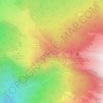 Carte topographique Monte l'Inversaturo, altitude, relief
