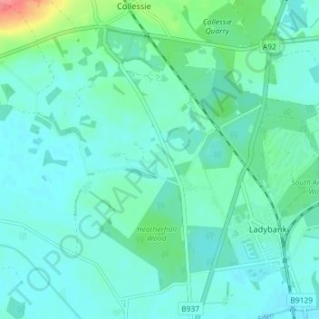 Carte topographique Giffordtown, altitude, relief