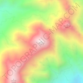 Carte topographique Cerro Curí, altitude, relief