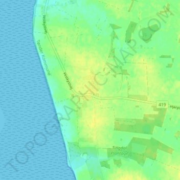 Carte topographique Hjerpsted, altitude, relief