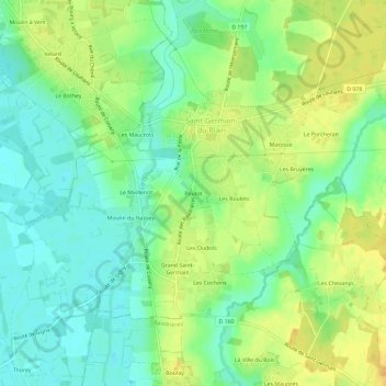 Carte topographique Poutot, altitude, relief