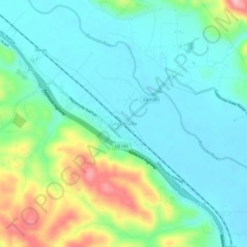 Carte topographique Geyserville, altitude, relief