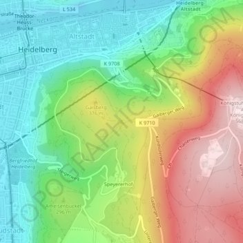Carte topographique Sprunghöhe, altitude, relief