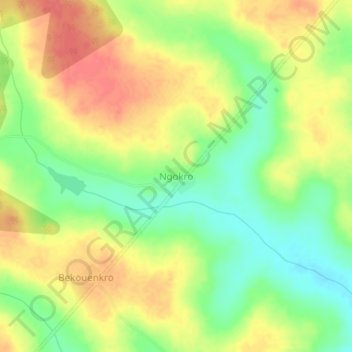 Carte topographique Ngokro, altitude, relief