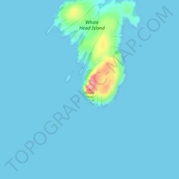 Carte topographique Whale Head, altitude, relief