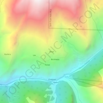 Carte topographique Shun, altitude, relief
