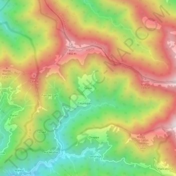 Carte topographique Tonno, altitude, relief