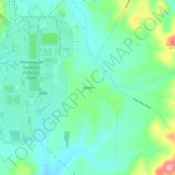 Carte topographique Shyville, altitude, relief