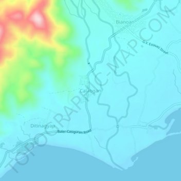 Carte topographique Calabgan, altitude, relief