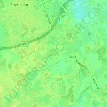 Carte topographique Brakkenstraat, altitude, relief