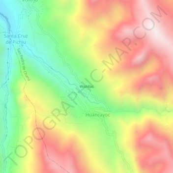 Carte topographique Wishllac, altitude, relief
