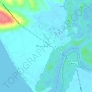 Carte topographique Barra do Cuanza, altitude, relief