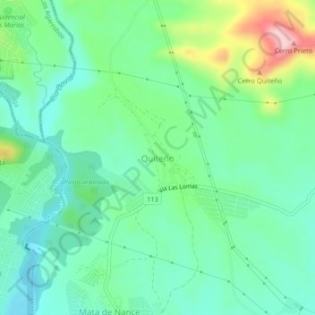 Carte topographique Quiteño, altitude, relief