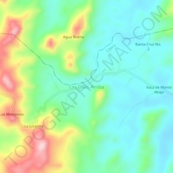 Carte topographique Las Ollas Arriba, altitude, relief
