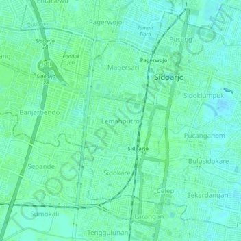 Carte topographique Lemahputro, altitude, relief