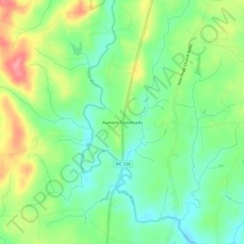 Carte topographique Aumans Crossroads, altitude, relief