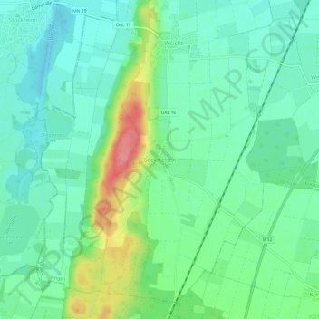 Carte topographique Beckstetten, altitude, relief