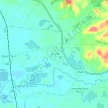 Carte topographique Temoh, altitude, relief