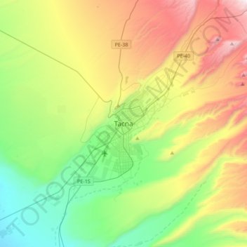 Carte topographique Tacna, altitude, relief